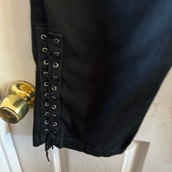 Old Navy Women’s Black Pants with lace up on side of legs - Picture 5 of 7